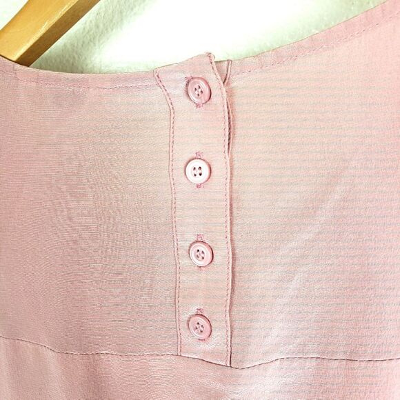 Women's Fossil Fanned Button Lilac Mauve Short Elegant Silk Dress Size Small - Picture 11 of 12